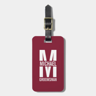 Modern Personalized Groomsmen Monogram and Name Luggage Tag