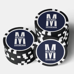 Modern Personalized Groomsmen Monogram and Name Poker Chips