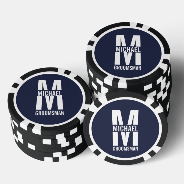 Modern Personalized Groomsmen Monogram and Name Poker Chips (Stack)