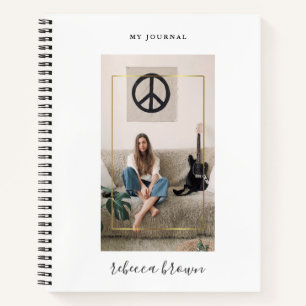 Modern Personalized Handwritten Gold Frame Notebook