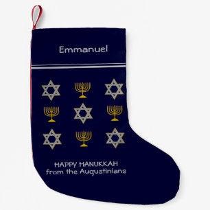 Modern Personalized Hanukkah Small Christmas Stock Stocking