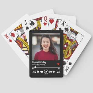 Modern Personalized Happy Birthday Photo Playing Cards