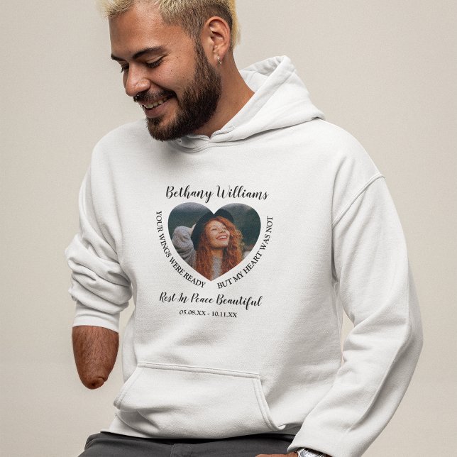Modern Personalized Heart Photo Memorial Hoodie (Creator Uploaded)
