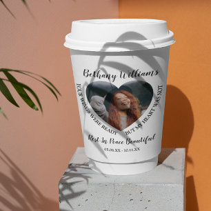 Modern Personalized Heart Photo Memorial Paper Cups