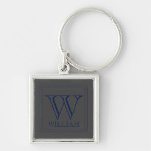 Modern Personalized Initial and Name  Keychain