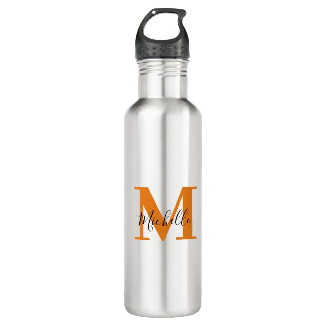 Modern Personalized Initials and Name Monogram 710 Ml Water Bottle (Front)