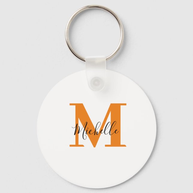 Modern Personalized Initials and Name Monogram Keychain (Front)