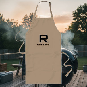 Modern personalized khaki beige bbq apron for men