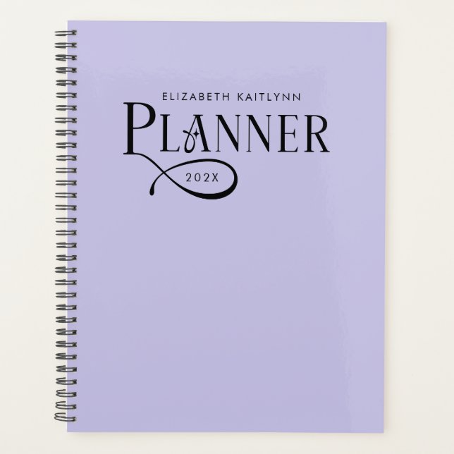 Modern Personalized Lavender Purple Planner (Front)
