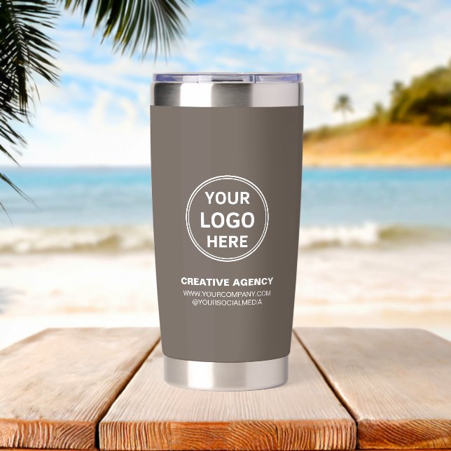Modern Personalized Logo Business Insulated Tumbler (Beach (Rotated))