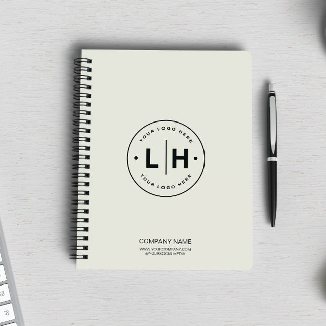 Modern Personalized Logo Business Notebook (Modern Minimal Custom Business Logo Neutral Tone Notebook by MINTIC DESIGN STUDIO)