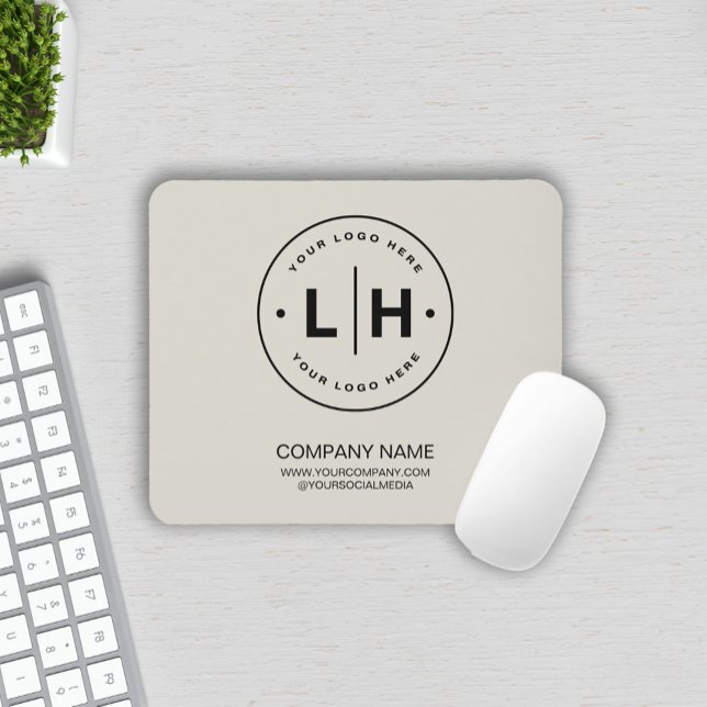 Modern Personalized Logo  Mouse Pad (Modern Custom Business Logo Neutral Tone Mouse Pad by MINTIC DESIGN STUDIO)