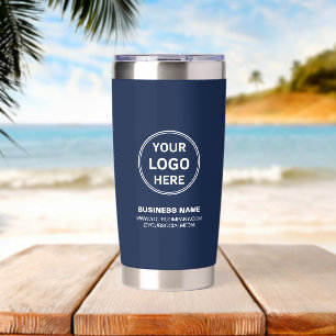 Modern Personalized Logo Navy Blue Business Insulated Tumbler