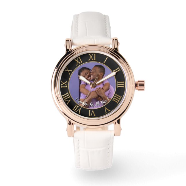 Modern Personalized Love Message Gift Custom Photo Watch (Front)