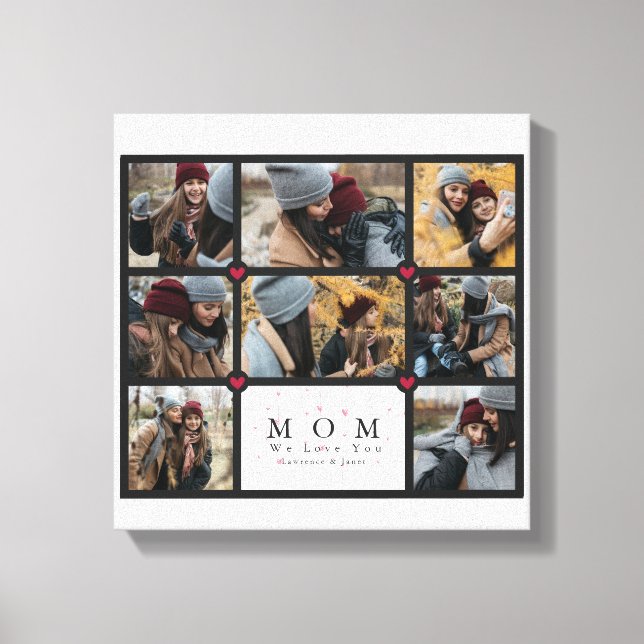 Modern Personalized Love You Mom 8 Photo collage Canvas Print (Front)