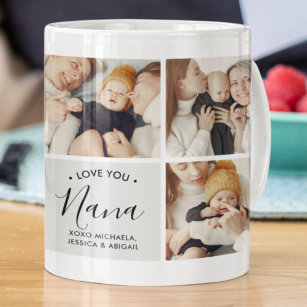 Modern Personalized Love You Nana 9-Photo Coffee Mug