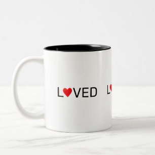 Modern Personalized Loved Heart Two-Tone Coffee Mug