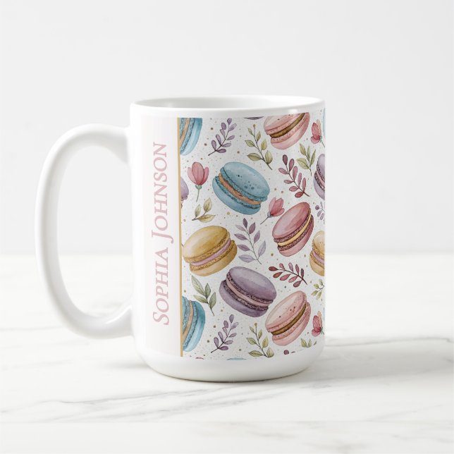 Modern Personalized Macaroon Desserts Coffee Mug (Left)