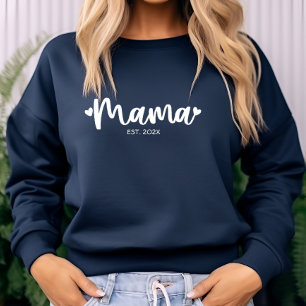 Modern Personalized Mama Est. Trendy Typography Sweatshirt