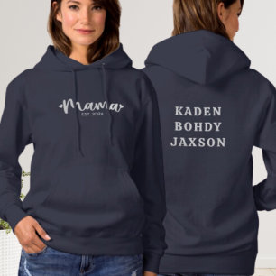 Modern Personalized Mama Front & Back Typography Hoodie
