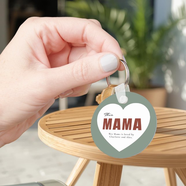 Modern Personalized Mama Heart Keychain (Creator Uploaded)