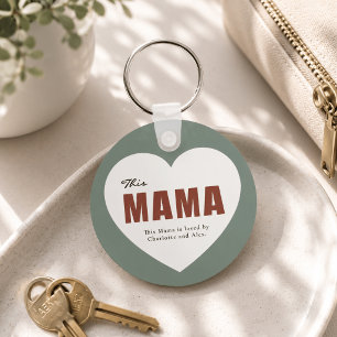 Modern Personalized Mama Heart Keychain