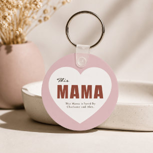Modern Personalized Mama Heart Keychain