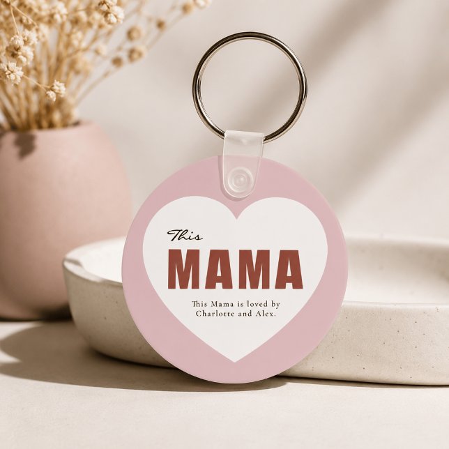 Modern Personalized Mama Heart Keychain (Creator Uploaded)