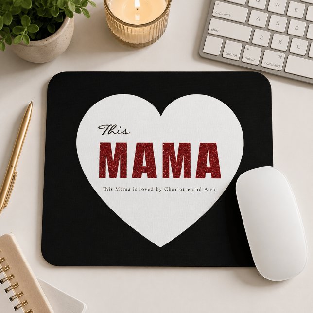 Modern Personalized Mama Heart Mouse Pad (Creator Uploaded)