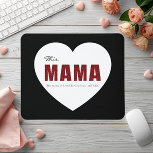 Modern Personalized Mama Heart Mouse Pad