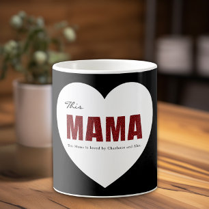 Modern Personalized Mama Heart Mug