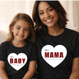Modern Personalized Mama Heart T-Shirt