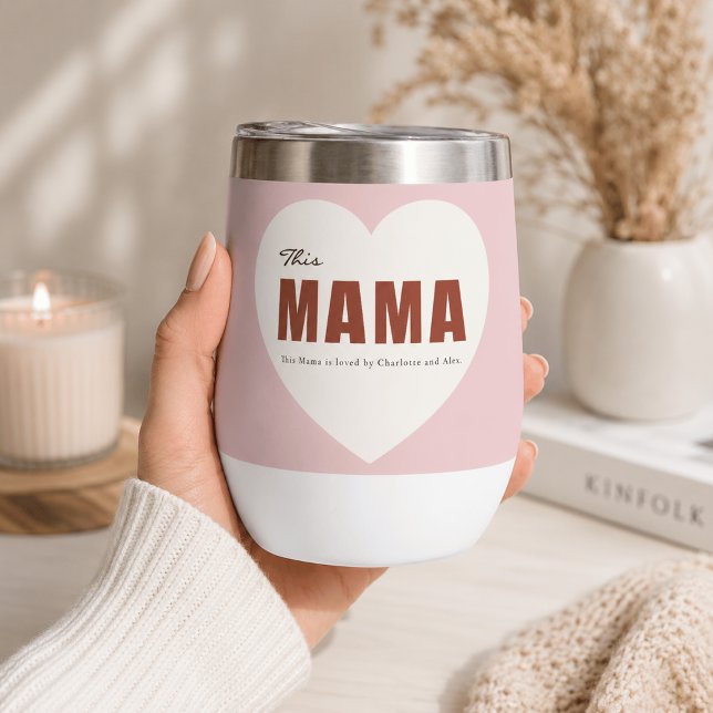 Modern Personalized Mama Heart Water Bottle (Creator Uploaded)