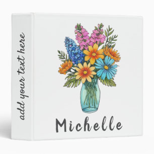 Modern Personalized Mason jar with Wild Flowers Binder