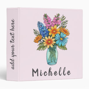 Modern Personalized Mason jar with Wild Flowers Binder