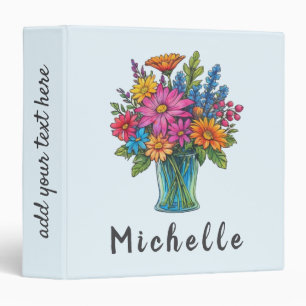 Modern Personalized Mason jar with Wild Flowers Binder