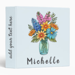 Modern Personalized Mason jar with Wild Flowers    Binder