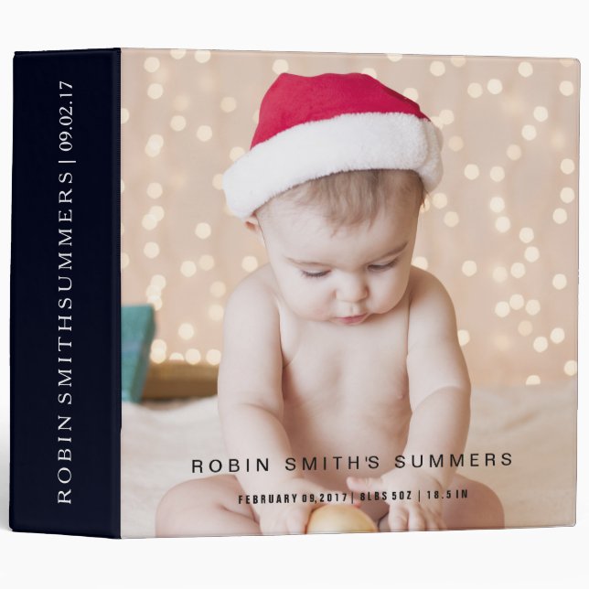 Modern Personalized Minimalist Simple New Baby Binder (Front/Spine)