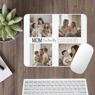 Modern Personalized Mom Superhero Photo Collage  Mouse Pad