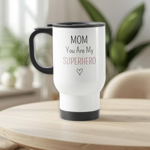 Modern Personalized Mom Superhero Photo Collage Travel Mug