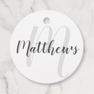 Modern Personalized Monogram and Family Name Favour Tags