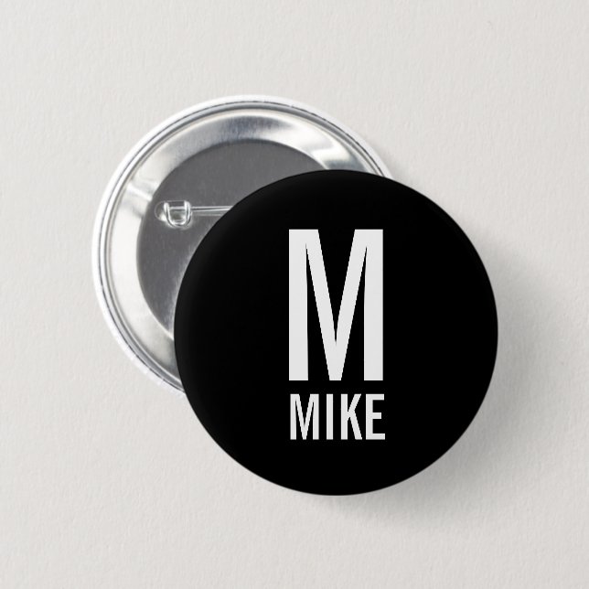 Modern Personalized Monogram and Name 2 Inch Round Button (Front & Back)
