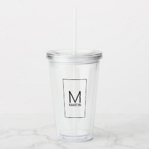 Modern Personalized Monogram and Name Acrylic Tumbler