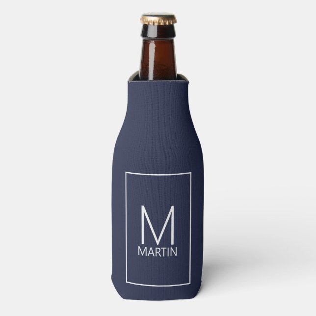Modern Personalized Monogram and Name Bottle Coole Bottle Cooler (Bottle Front)