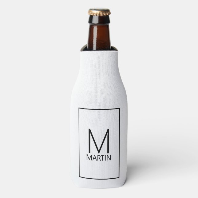 Modern Personalized Monogram and Name Bottle Coole Cooler (Bottle Front)