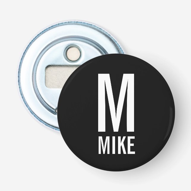 Modern Personalized Monogram and Name Bottle Opener (Front)