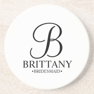 Modern Personalized Monogram and Name Bridesmaid Coaster