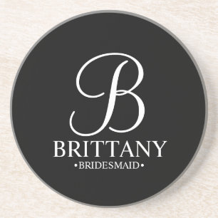 Modern Personalized Monogram and Name Bridesmaid Coaster