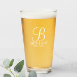 Modern Personalized Monogram and Name Bridesmaid Glass<br><div class="desc">Modern Personalized Bridesmaid Glass
featuring personalized monogram in elegant script font style with bridesmaid's name and title in classic serif font style.

Also perfect for maid of honour,  mother of the bride and more.</div>