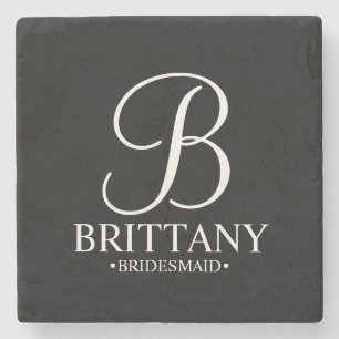 Modern Personalized Monogram and Name Bridesmaid Stone Coaster